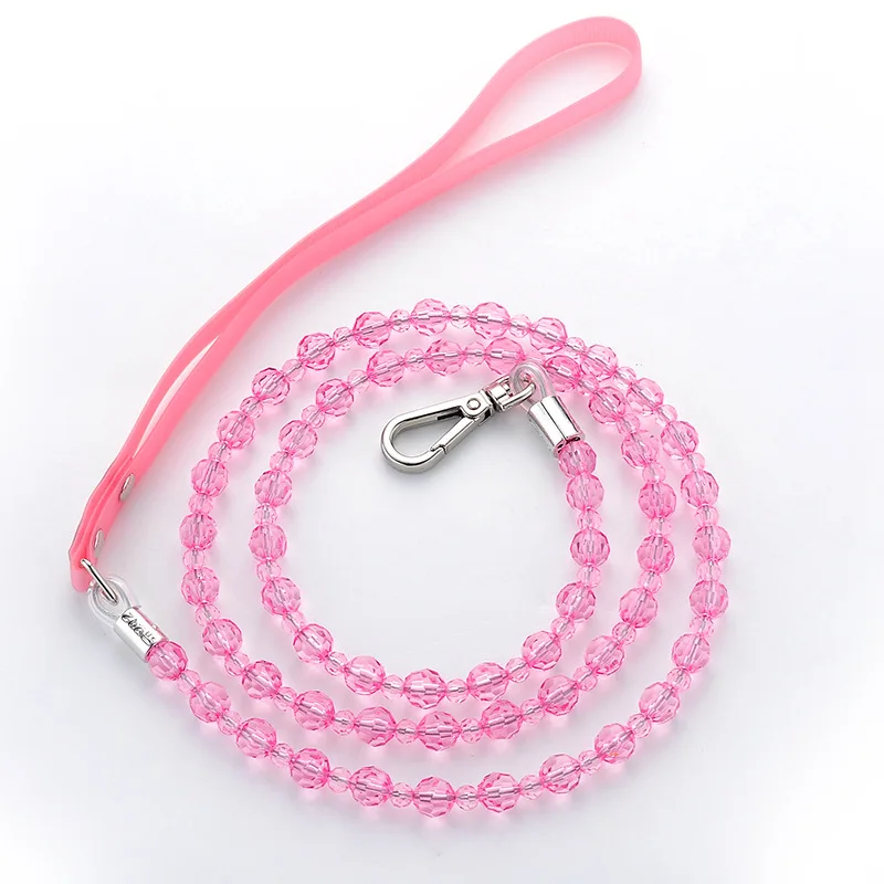 

Beads Pet Leash Fashionable Princess Style Crystal Pet Leash for Small Dogs Cats ABS Anti Fracture Dog Beads Leash Pet Accessori