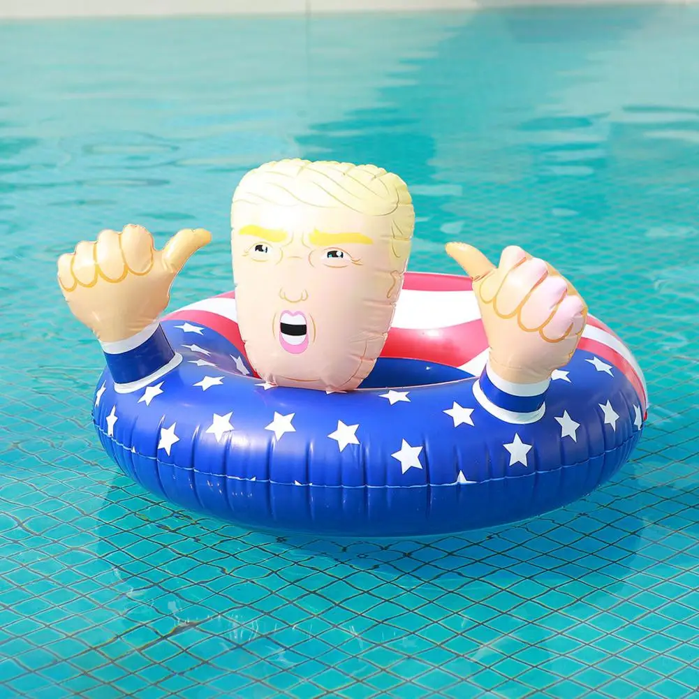 Donald Trump Swim Ring Inflatable PVC Swimming Ring Thumb-up Cartoon President Trump Pool Float Ring Summer Party Supplies