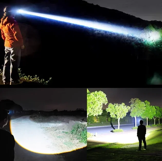 18000000LM Most Powerful LED Headlight Super Bright 3500M Zoom Tactical Lantern Rechargeable Outdoor Camping Fishing Flashlight