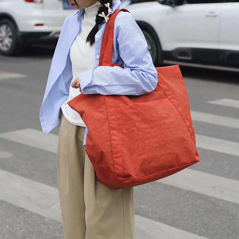 Oversized Washed Nylon Fabric Shoulder Bags For Women Waterproof Durable Big Capacity Shopping Tote 2024 Latest Fashion Handbags