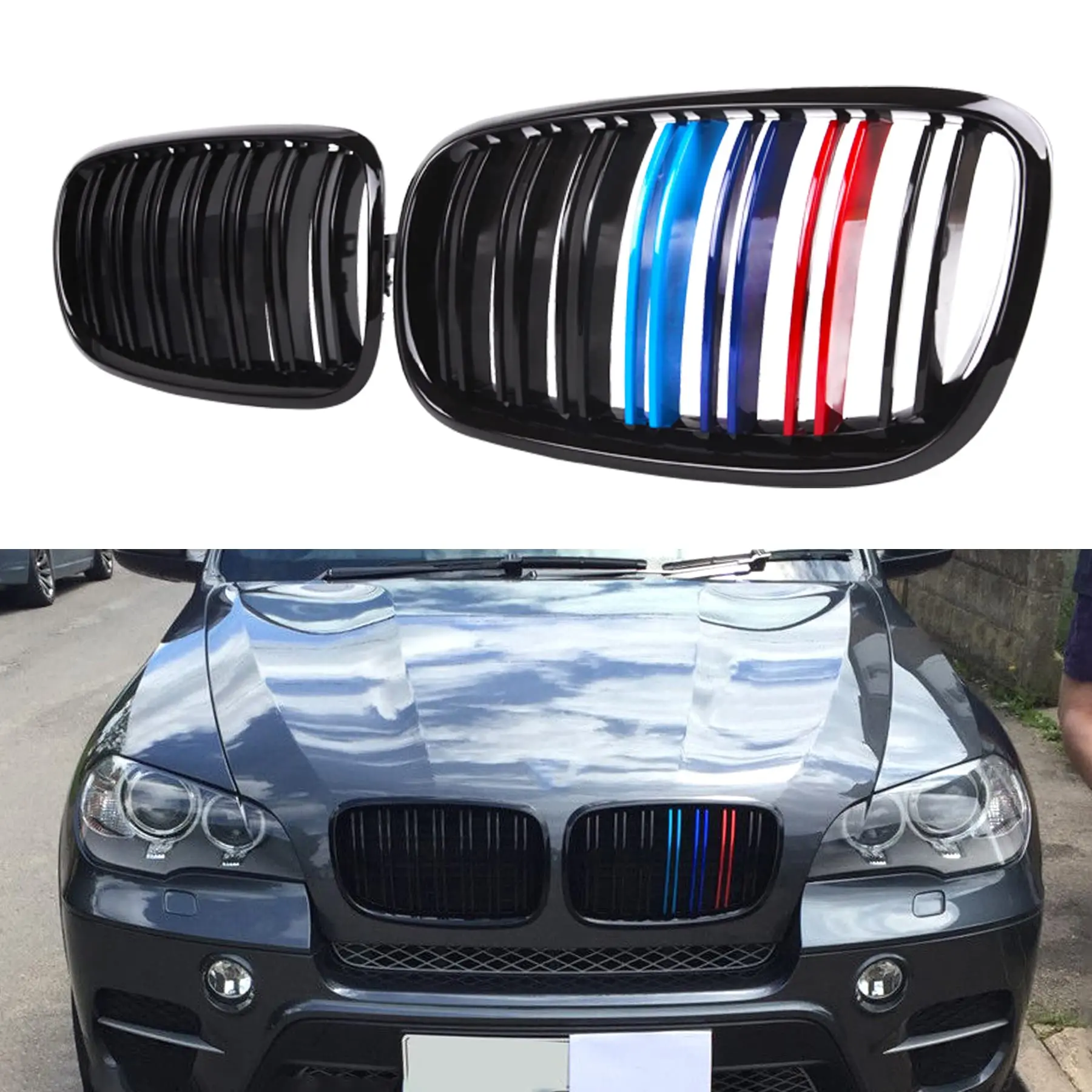 

Решетка E70, глянцевая черная решетка переднего бампера для BMW 2007-2014 X5 E70 X6 E71 E71 (X6 Hybrid) X5M X6M