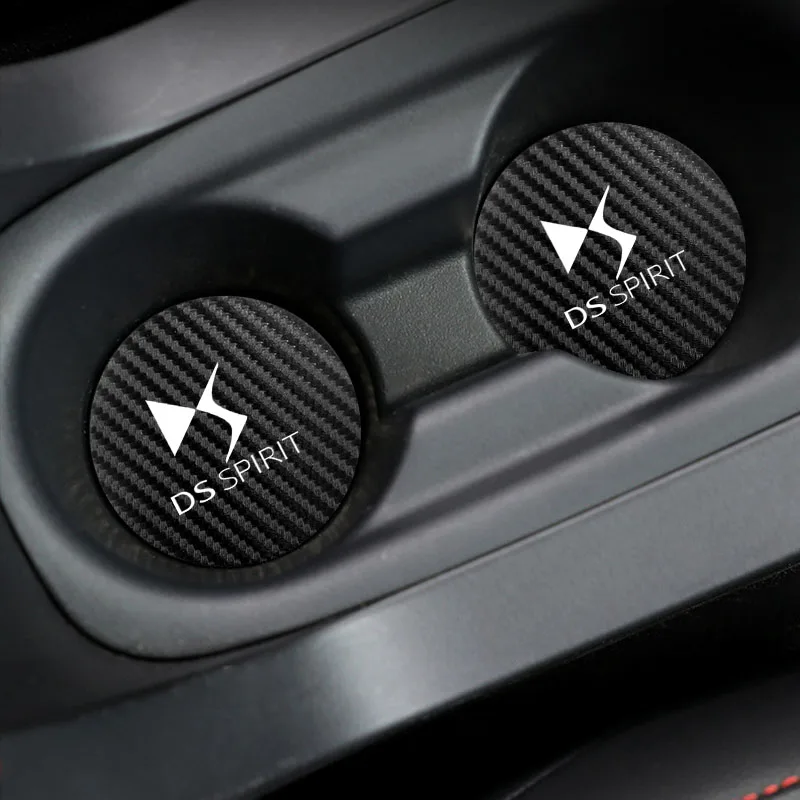Car Coaster Cup Holder Carbon Fiber Pattern Non-Slip Mat For DS DS4S DS5 5LS DS3 DS4 DS6 DS7 DS9 WILD RUBIS SPIRIT E-Tense