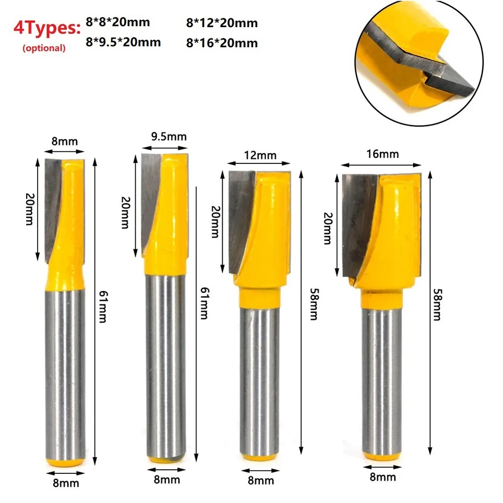 

1Pc 8MM 45# Steel Shank Router Bit YG6X Carbide Tip Bearing Milling Cutter Power Tool For Woodworking Slicing Slotting