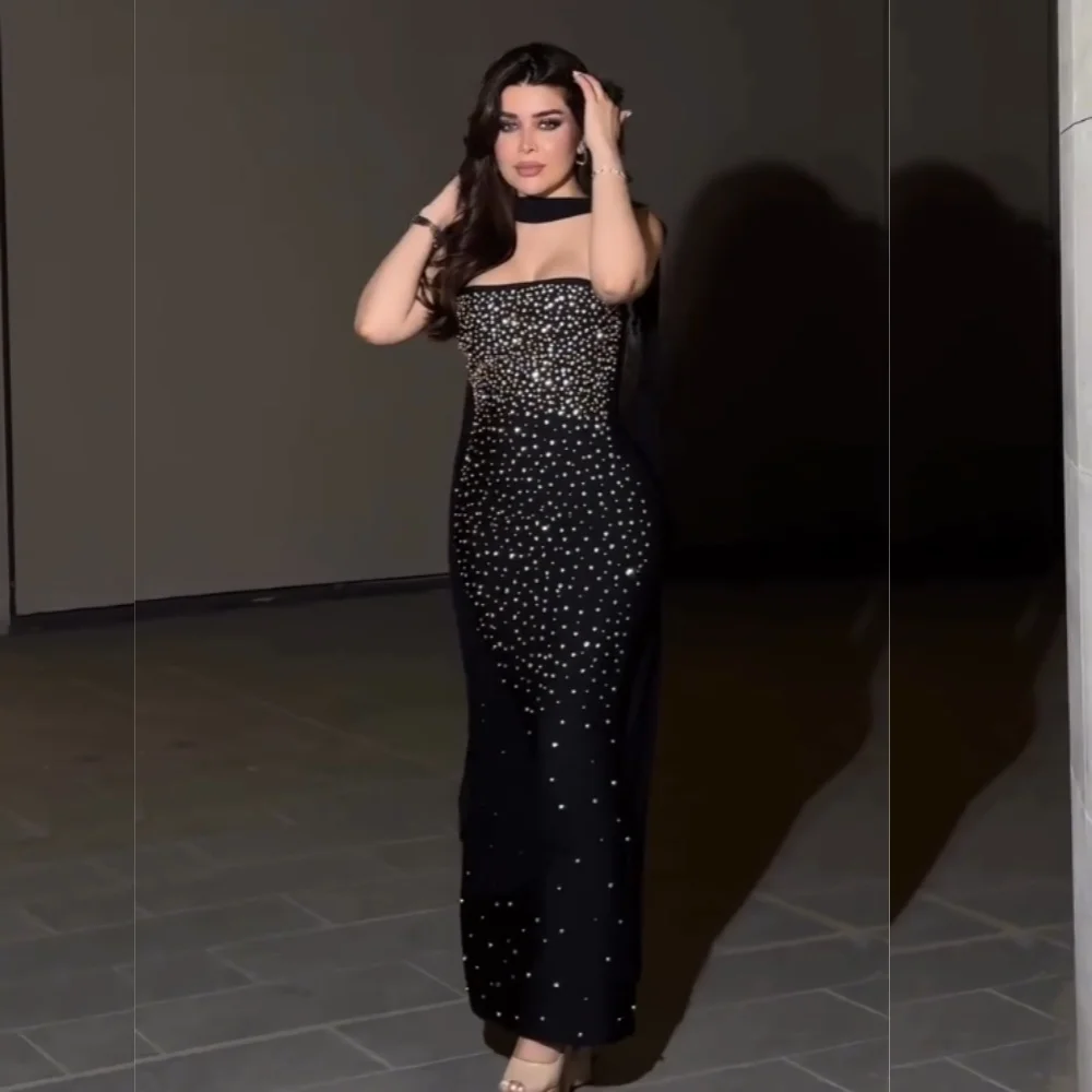 

Customized Jersey Sequined StraplessTemperament Mermaid Long Dresses Bespoke Occasion Sparkle Evening Party Gown Charming