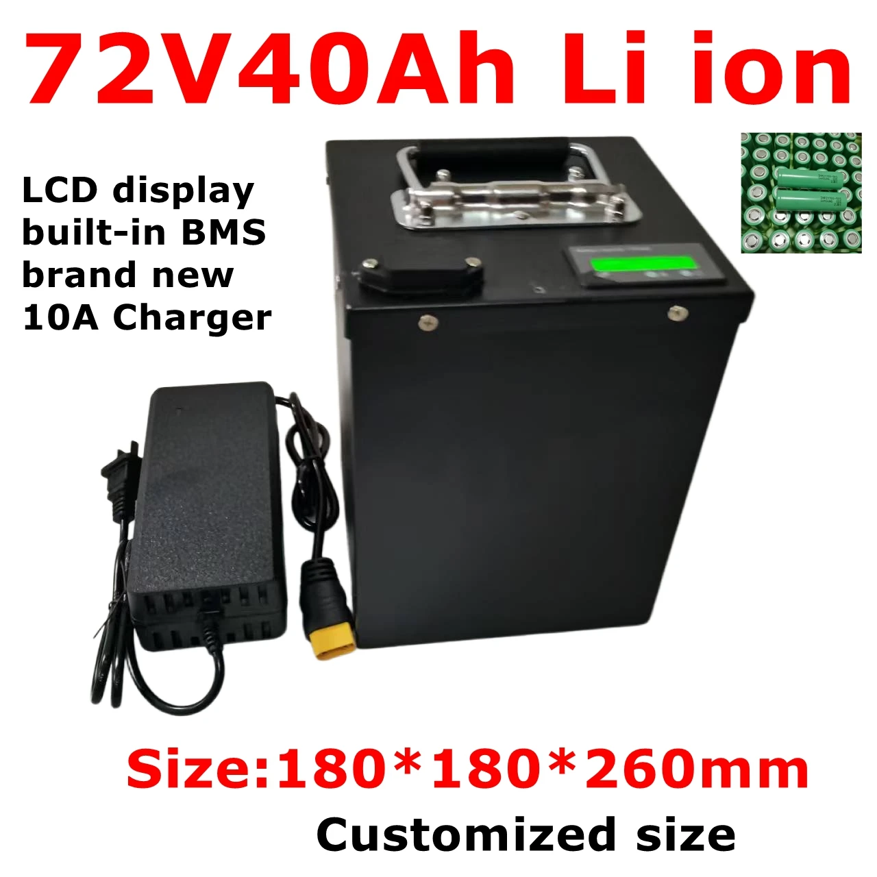 LT-lithium ion waterproof 72v 40Ah li-ion battery BMS for 5000w 3500w bicycle bike tricycle scooter Forklift +10A charger.