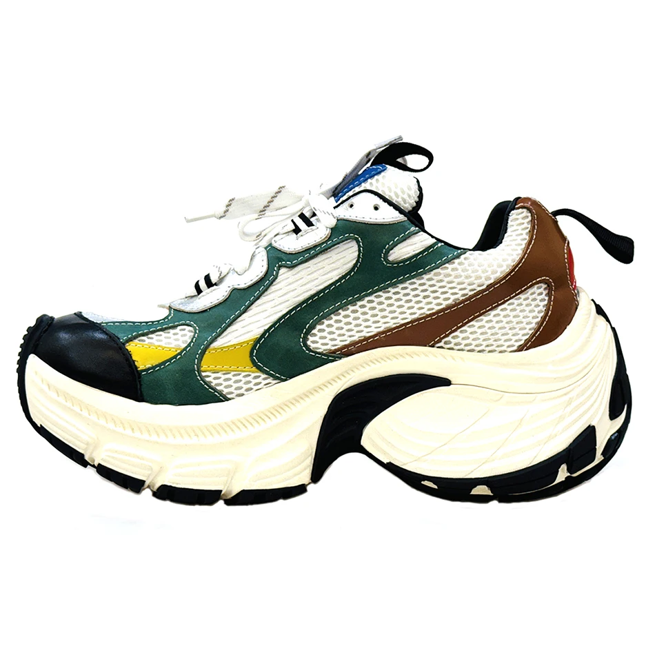 

Новый дизайн, повседневная обувь из натуральной кожи с сеткой, мужские роскошные кроссовки, молодежная модная спортивная обувь на толстой подошве, мужская обувь