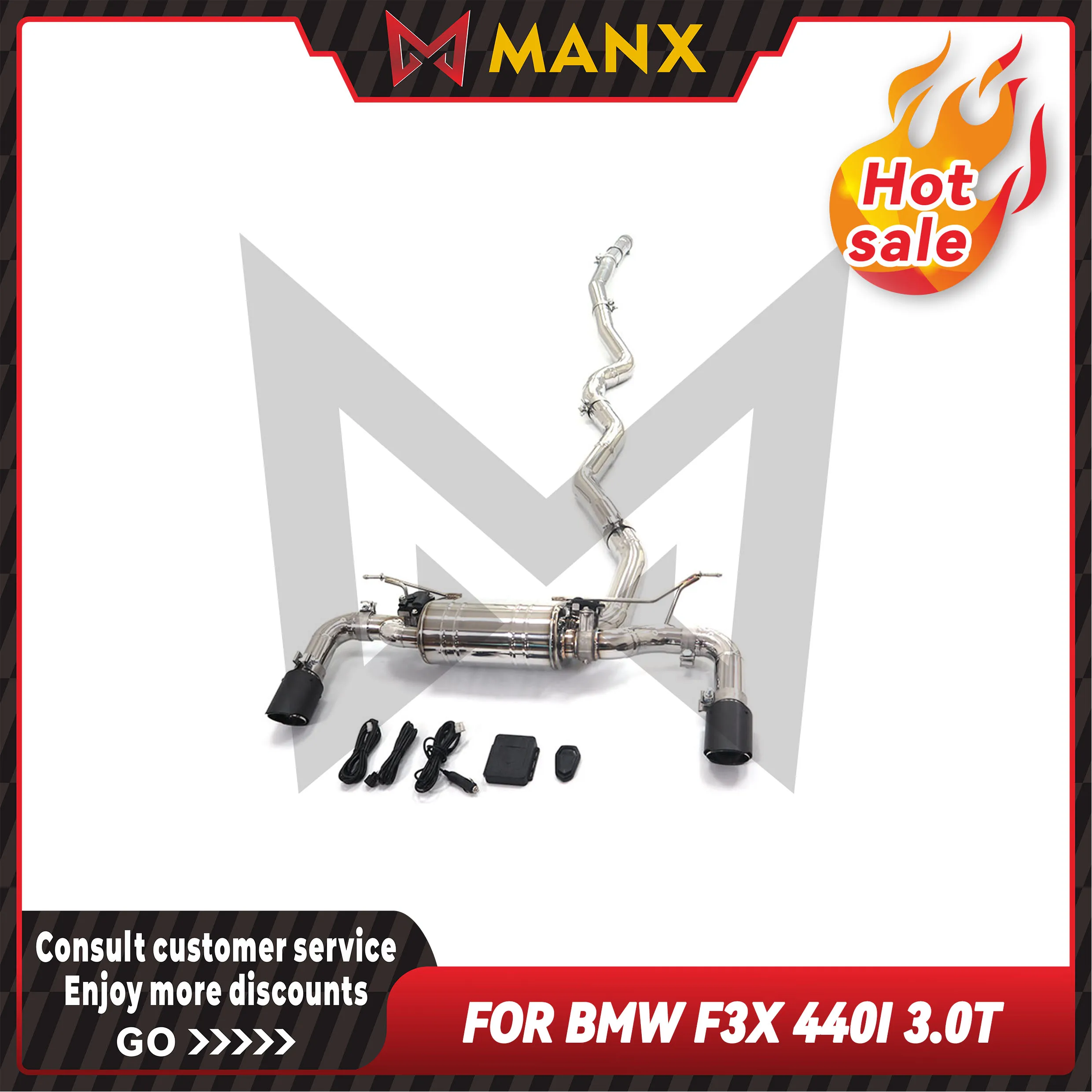 

Выхлопная система с клапаном Catback для BMW F3X 440i 3.0T, выхлопная система из нержавеющей стали, прямая посадка с дистанционным управлением