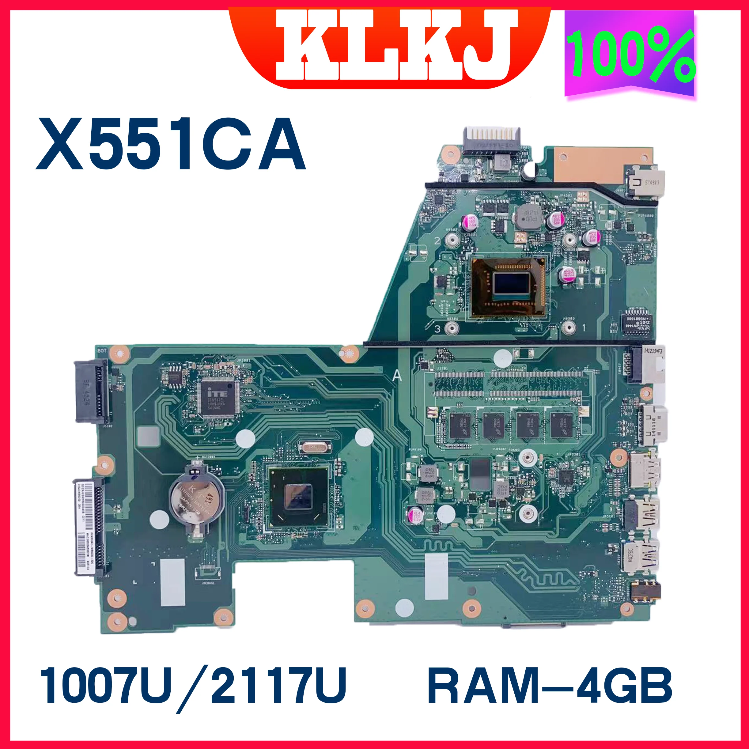 Dinzi X551CA Motherboard Laptop UNTUK ASUS X551CAP X551C X551CA Notebook Mainboard Computer2117U/1007U 4G-RAM Tanpa Slot Memori