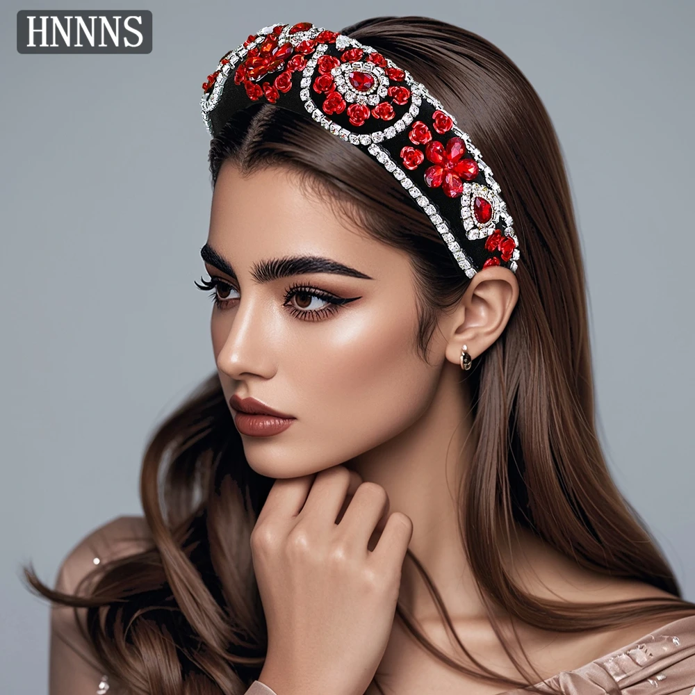 

HNNNS Royal Baroque Hair Accessories Small Rose Decorative Headpiece Vintage Rhinestone Headband Elegant Bride Headdress A254