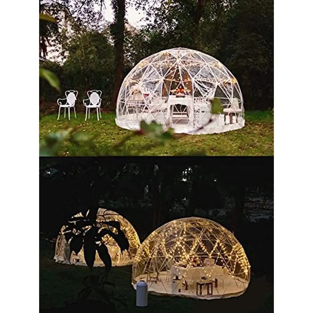 Outdoor Clear Dome Shelter Geodesic Dome 12ft PVC Camping Tent Garden Igloo Bubble House 5-7 Person Canopy Patios Shade Tent