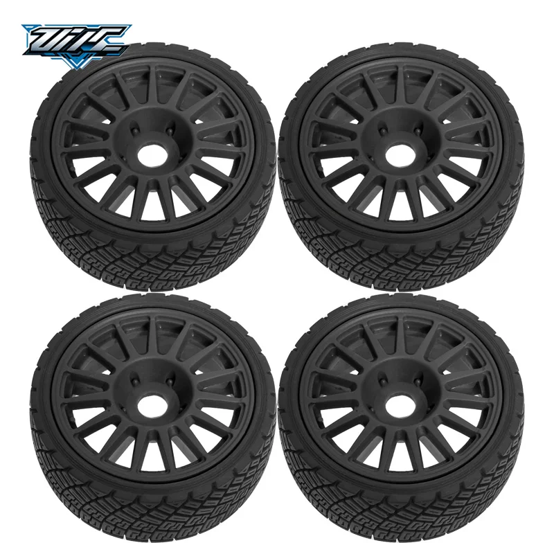 1:8 Rubber Flat Rally RC Buggy Wheel Rim Tire Sets 17mm Hex Hub For Tamiya WLtoys HPI HSP ARRMA Off-Road Racing RC Hobby Car