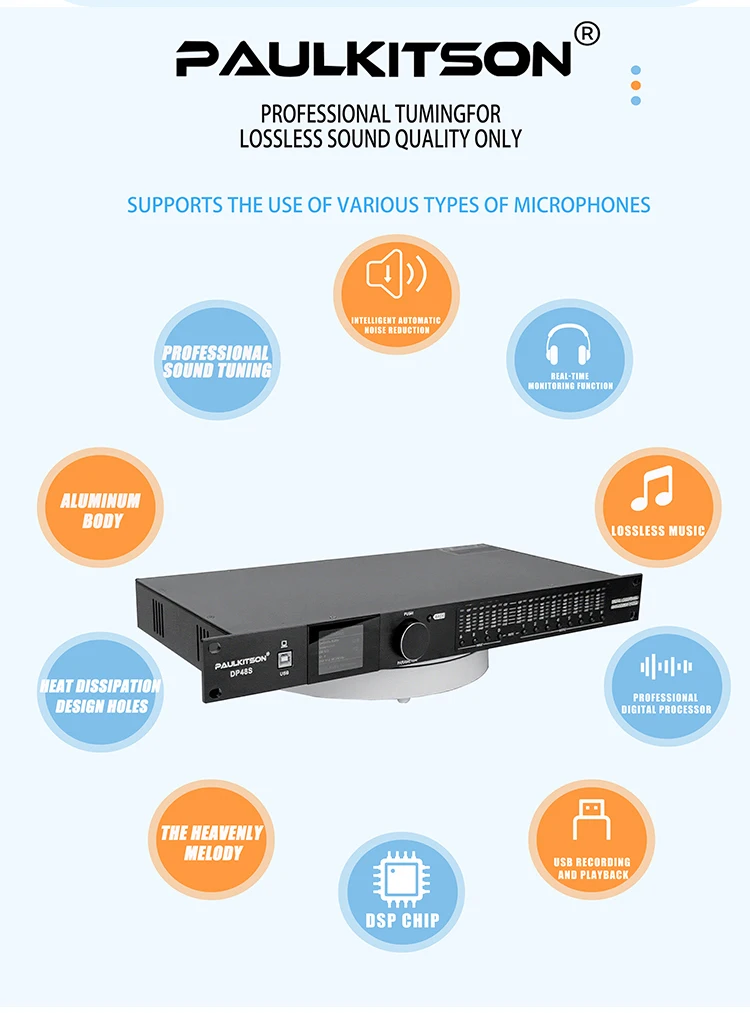 Paulkitson DP48S Digitaler Audio-Prozessor PC-Software-Steuerung IIR-Limiter Lautsprechermanagement Professionelles Bühnen-, Bar- und Heim-Audio – Detail 5