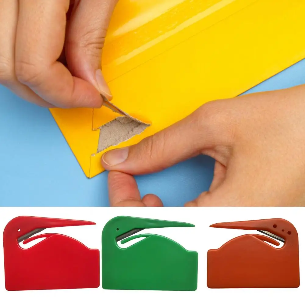 Box Opener With Hook Easy To Use Sharp Blade Plastic Handle Portable Letter Opener Safe Paper Envelope Cutter Household Supplies