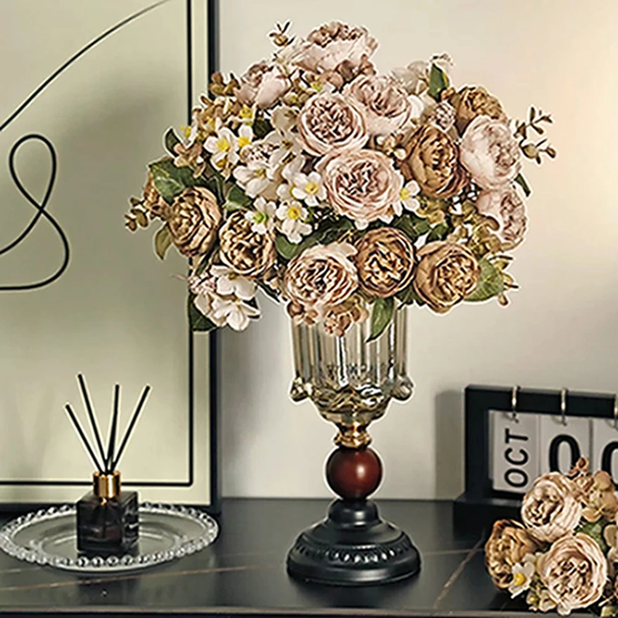 

Artificial Flowers Silk Peony Home Room Wedding Bridal Bouquet Decora Valentine Brooch Outdoor Garden DIY Gifts Box Props Cheap