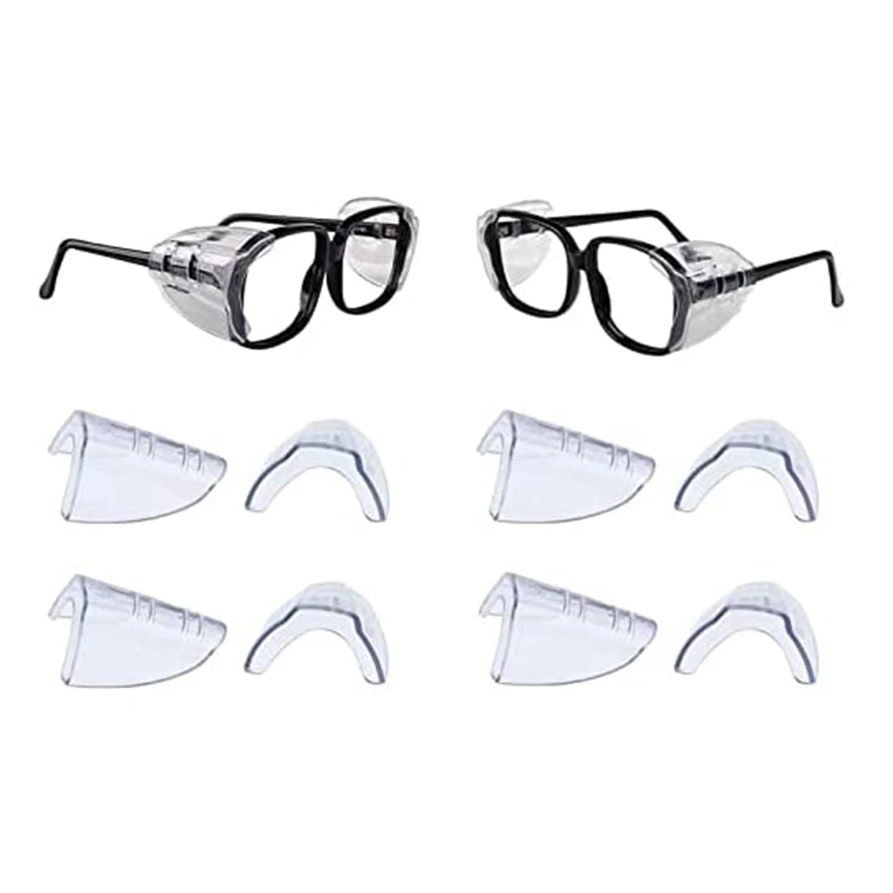 T27C 4 Pairs Eye Glasses Side Shields Slip on Clear Side Shield for Safety Glasses