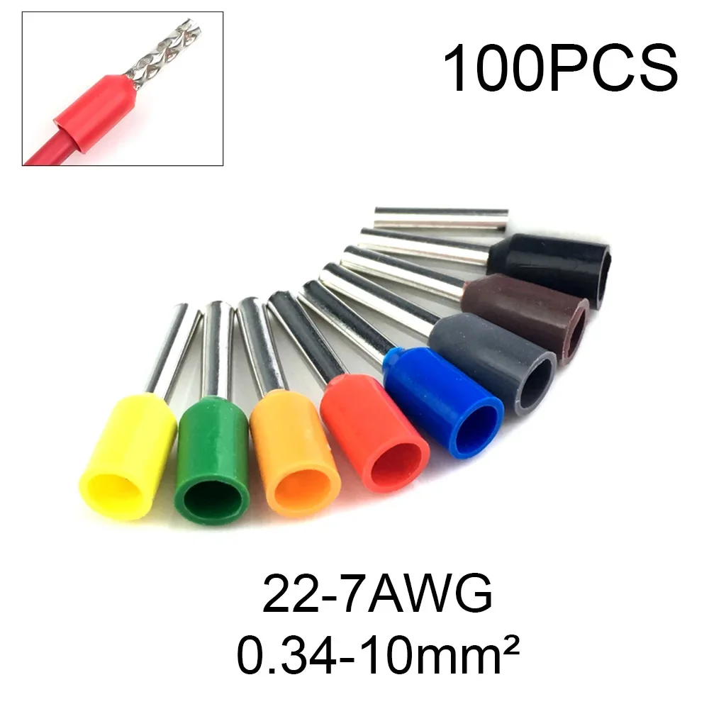 Connecteurs à sertir pour fil électrique, 100 pièces, connecteur de Terminal de fil, bornes de câble, sertissages d'extrémité, assortiment isolé