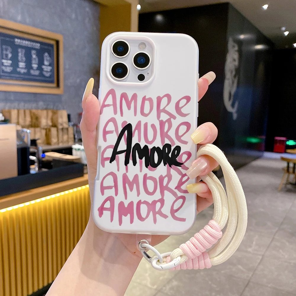 Handschlaufe Niedliche Handyhülle für Redmi Note 14 Pro Plus 5G 14 13 Pro 12 11 10 14C 13C 15C 4G 5G Coquette Amore mit Lanyard-Hülle – Detail 1