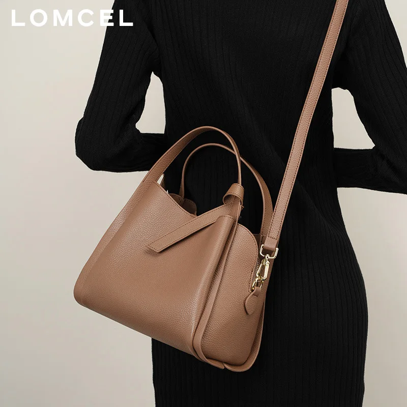 LOMCEL 80 Leather handbag for women - new style grocery bag for mom. Large crossbody bag made of cowhide, resembling a water