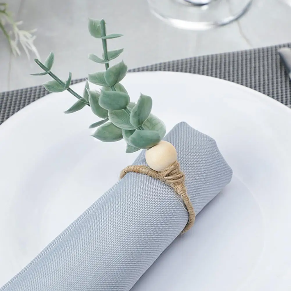 Bohemian Table Napkin Holder Boho Style Napkin Rings Boho Chic Napkin Rings 6-piece Set of Artificial Eucalyptus for Parties