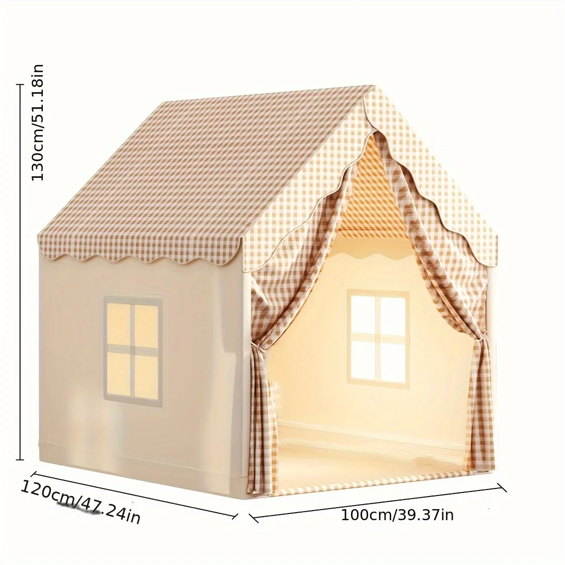 เต็นท์เด็กเล่นในร่มทรงปราสาท - บ้านของเล่นพร้อมม่านกั้นเตียง ชุดของเล่นสำหรับเด็กก่อนวัยเรียน ของขวัญคริสต์มาส เต็นท์เดี่ยว ไม่มีอุปกรณ์เสริม