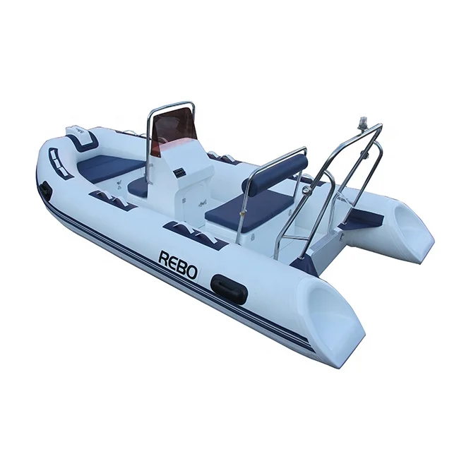 RIB390 Fiberglass Hull Inflatable Tender 13ft Rowing Rigid PVC/Orca/Hypalon With 5 Capacity