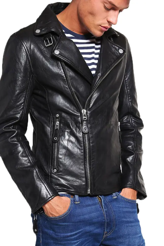 

Men's Genuine Leather Shirt Brand New Lambskin Shirt Basic Vintage Jacket Driver Slim Fit