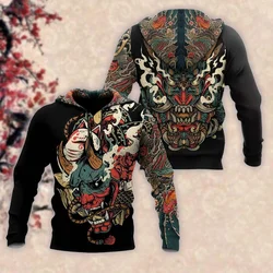 New Men's Hoodie Japanese Samurai 3d Print Fashion Street Long Sleeve Hooded Sweatshirt Casual Jacket Pullover Outdoor Tops