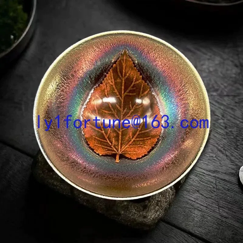Teacup wood leaf single cup astringent ceramic kung fu tea cup