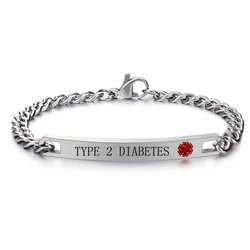 Stainless Steel Medical Warning Bracelet Customized Emergency ID Information Free Engraved Couple Adjustable Bangles