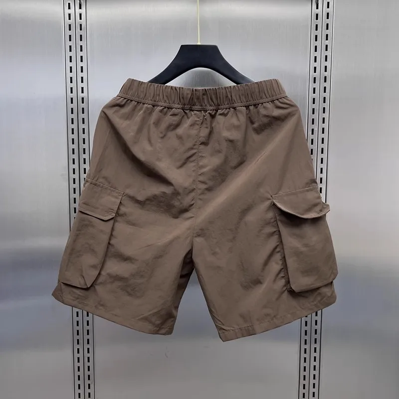 Summer Thin Quick Dry Casual Ice Silk Four-Part Shorts Men Loose Sports Cool Feeling Breathable Five-Part Mid-Pants