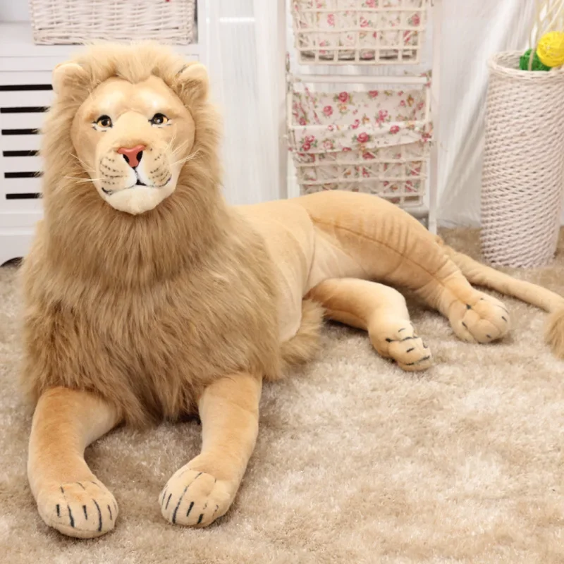 110cm Large Cool lying lion Pillow lively Simulated Animals model Kids mount home decoration stuff Plush doll Children toys gift