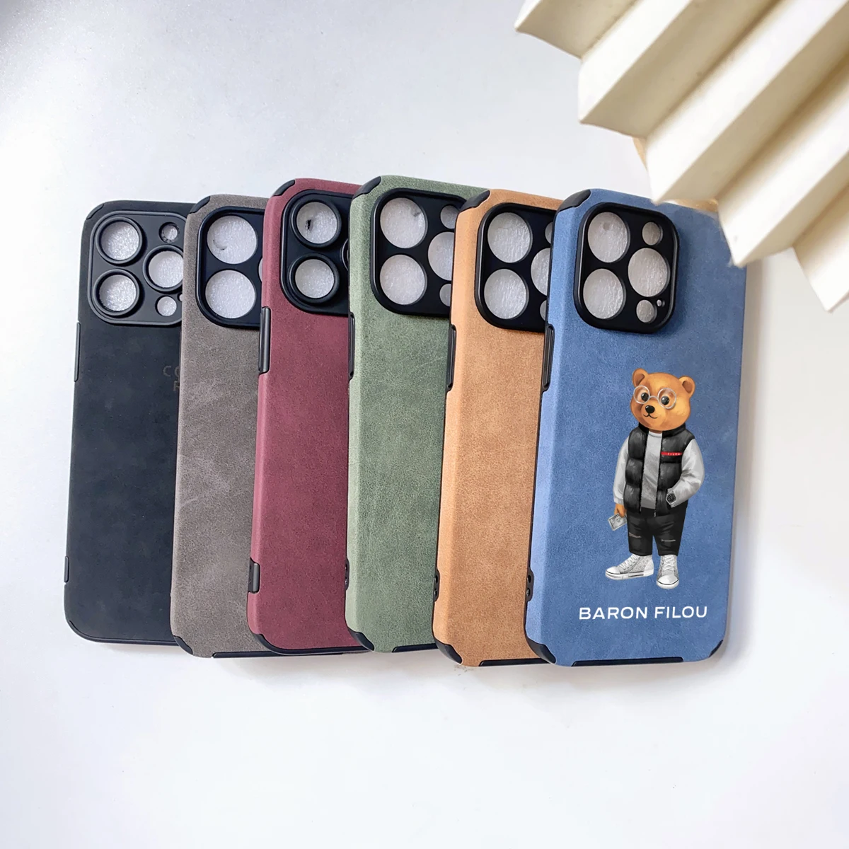 BARON FILOU leather Soft Case For Iphone 15 14 13 12 11 Pro Mini 7 8 Se Plus Xr X Xs Max Phone Cover outdoors BEAR Fundas Capa