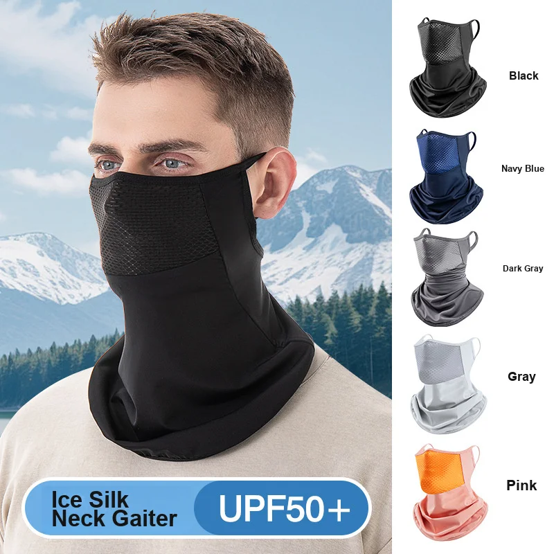 Sun Protection Face Mask UV Blocking Full Face and Neck Coverage Ear Hanging Thin Quick Dry Design for Summer Outdoor Cycling