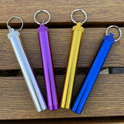 1Pc Aluminum Alloy Storage Tube Metal Storage Tube Cigar Tube Moisture-proof Anti-fall Sealed Tube with Keychain 4 Colors