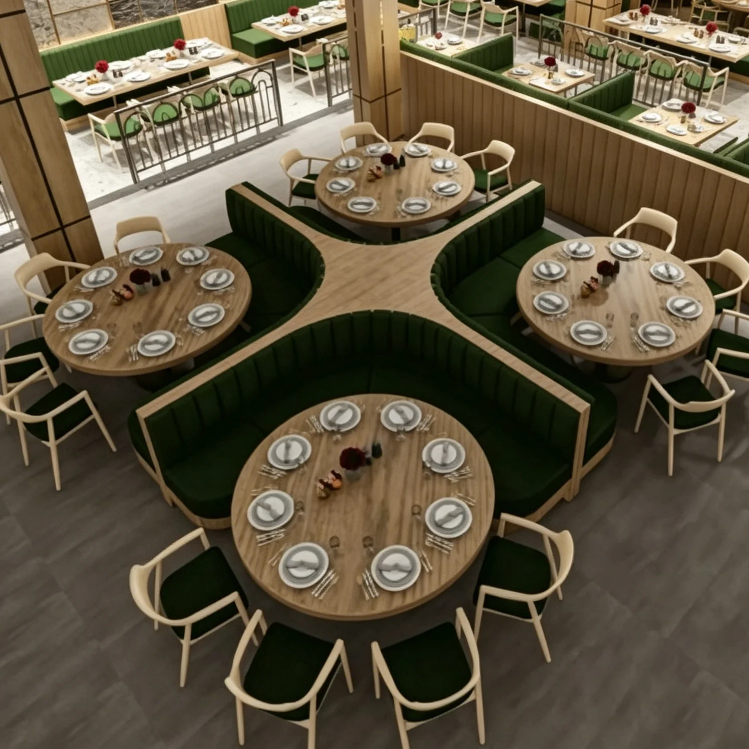 Luxury Restaurant Furniture Cross Booth High Quality Restaurant Sofa Booth 6 People Sitting Booth For Bistro Cafe Shop Furniture