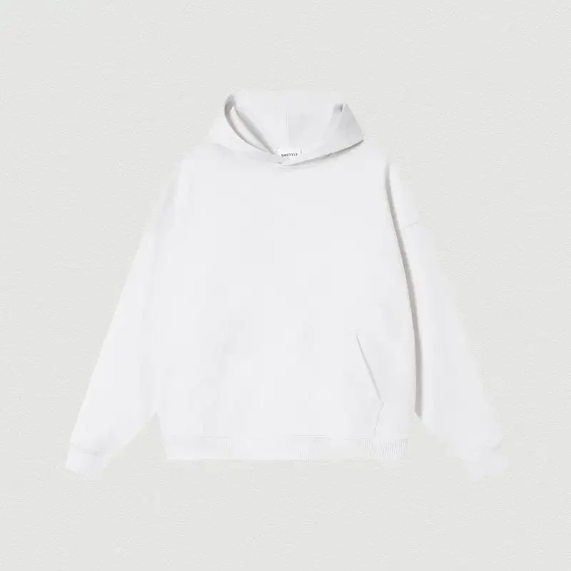 400GSM Oversized Frency Terry  Autumn Winter Casual Cotton Men Woven High Quality Top Solid Color Hoodies Sweatshirt Streatwear