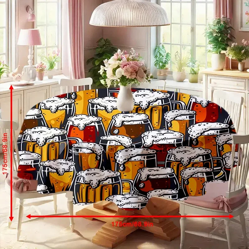 【】 Exquisite beer foam pattern tablecloth made of polyester, suitable for decoration in family restaurant gatheringszyc