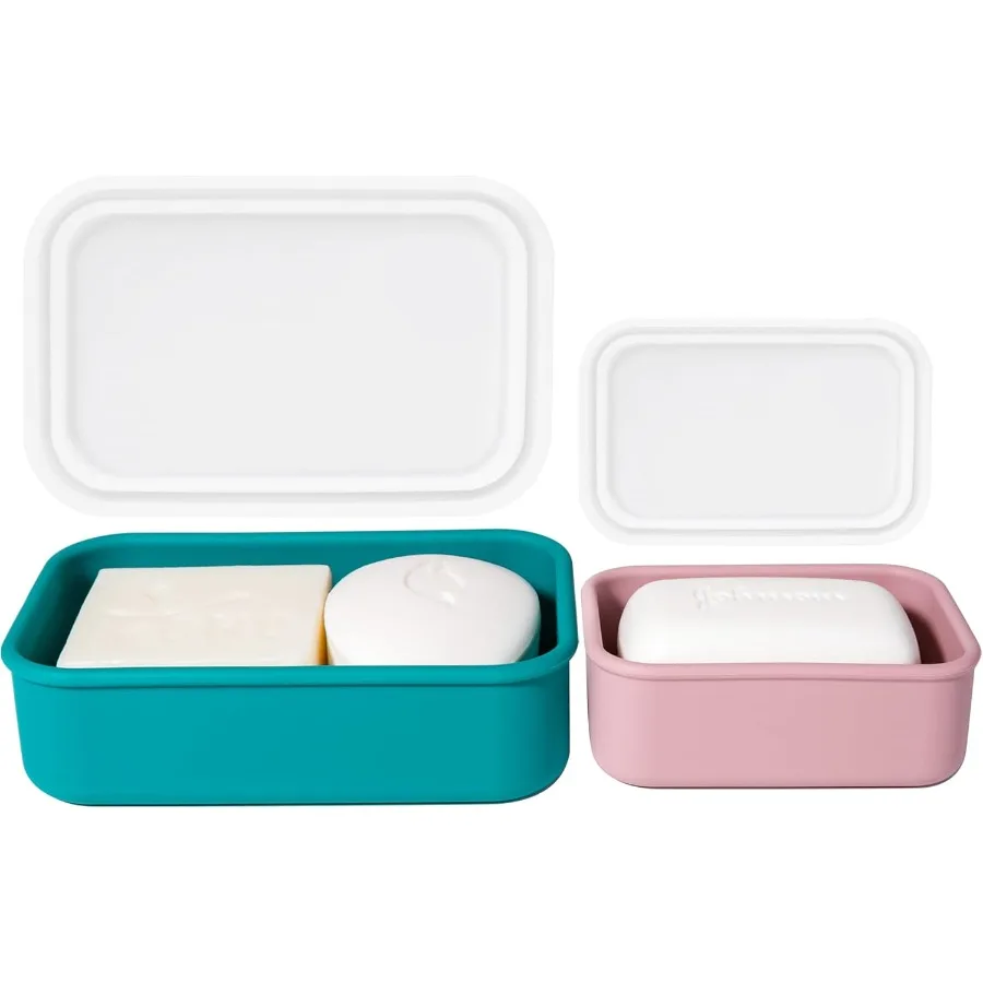 

Портативный герметичный дорожный чехол для мыла из 2 предметов, силиконовый дорожный чехол для мыла, компактный держатель для мыла с дренажным слоем, дорожный держатель для мыла для