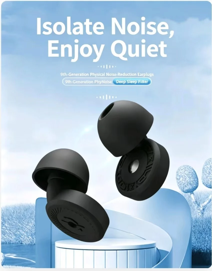 HK003-Soft Silicone Noise Reduction Earplugs Reusable Washable S/M/L Replaceable Ear Tips for Sleeping Study Travel