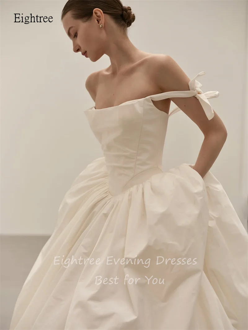 Eightree Bow Off The Shoulder A Line Wedding Dress Backless Bride Dresses Floor Length Evening Gowns vestidos novia Customized image 2