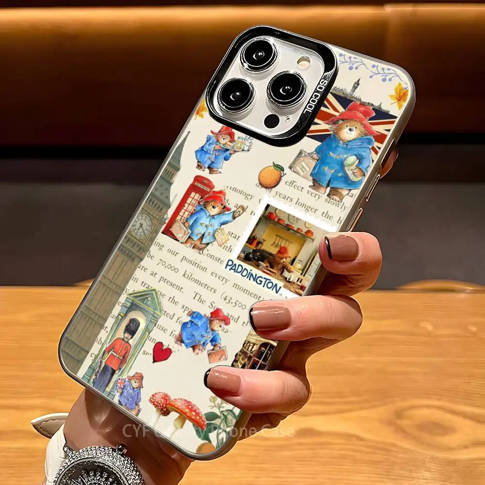 

P-Paddingtons cute Bear KAWAYII Phone Case For Apple 11 12 13 14 15 16Pro Max Plus Protect Plating Phone Cover