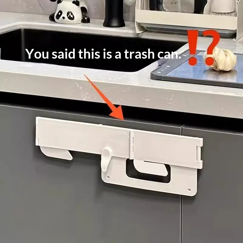 Collapsible trash can rack, bathroom trash can, wall-mounted without drilling, kitchen multi-functional storage plastic bag rack