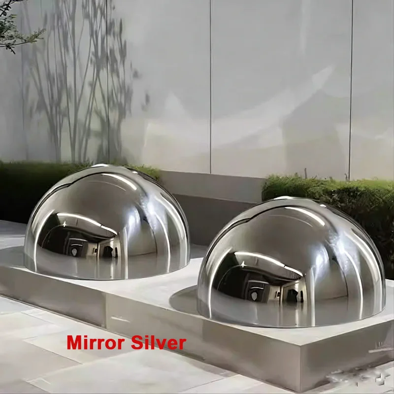 Gold/Silver/Brushed Silver Hollow Decorative Ball Dia 19mm-300mm 304 Material 1.0mm Stainless Steel Mirror Semi-round Dome Head