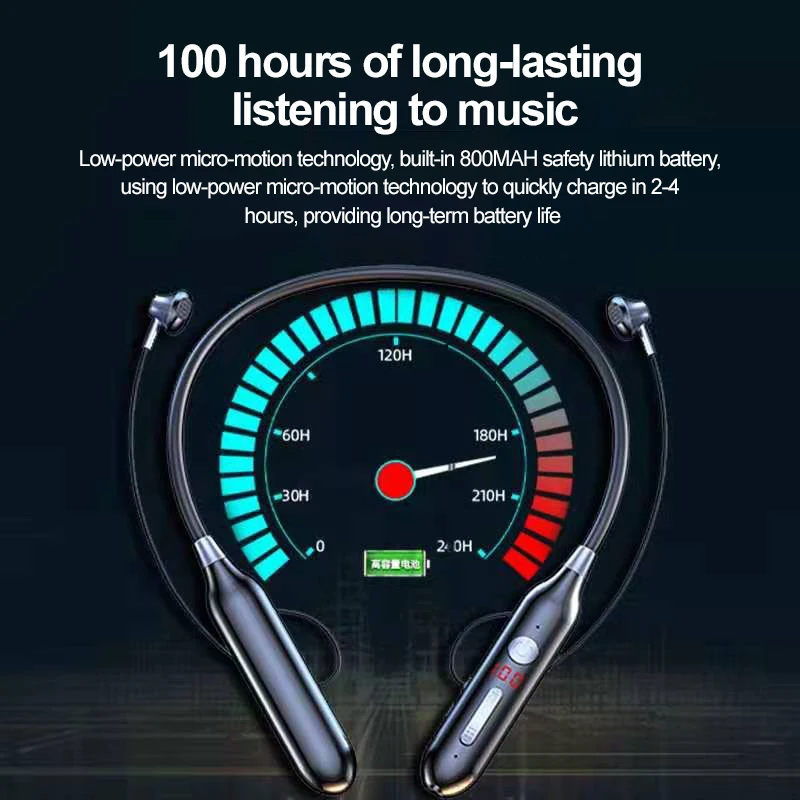 Беспроводные наушники 100 часов, магнитные наушники с шейным ободом, IPX3 водонепроницаемая Спортивная гарнитура с шумоподавлением и микрофоном S720