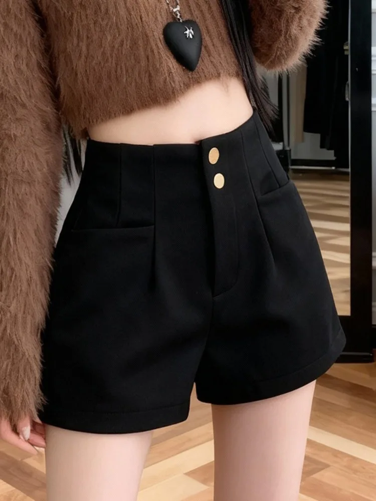 

Брюки-кюлоты женские из шерсти с высокой талией, зимние, А-силуэт, широкие штанины, под ботинки, с эффектом стройности