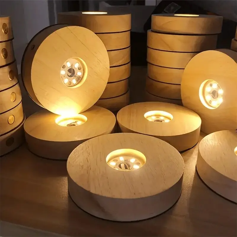 5/8cm 나무 LED 디스플레이 기본 빛 크리스탈 공 유리 수 지 아트 장식 스탠드 장식 어린이 선물에 대 한 빛나는 USB 램프 홀더