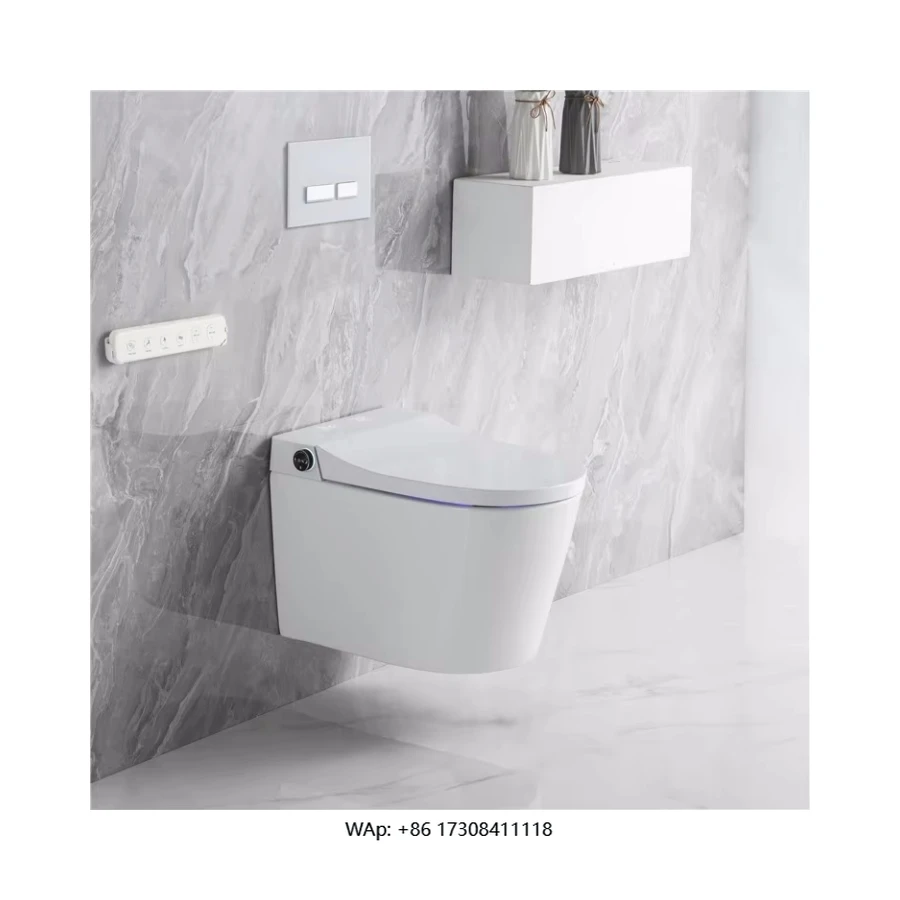 

Electric Bidet Wall Mounted P Trap Automatic Toilet Bowl Bathroom White Intelligent Wc Wall Hung Smart Toilet