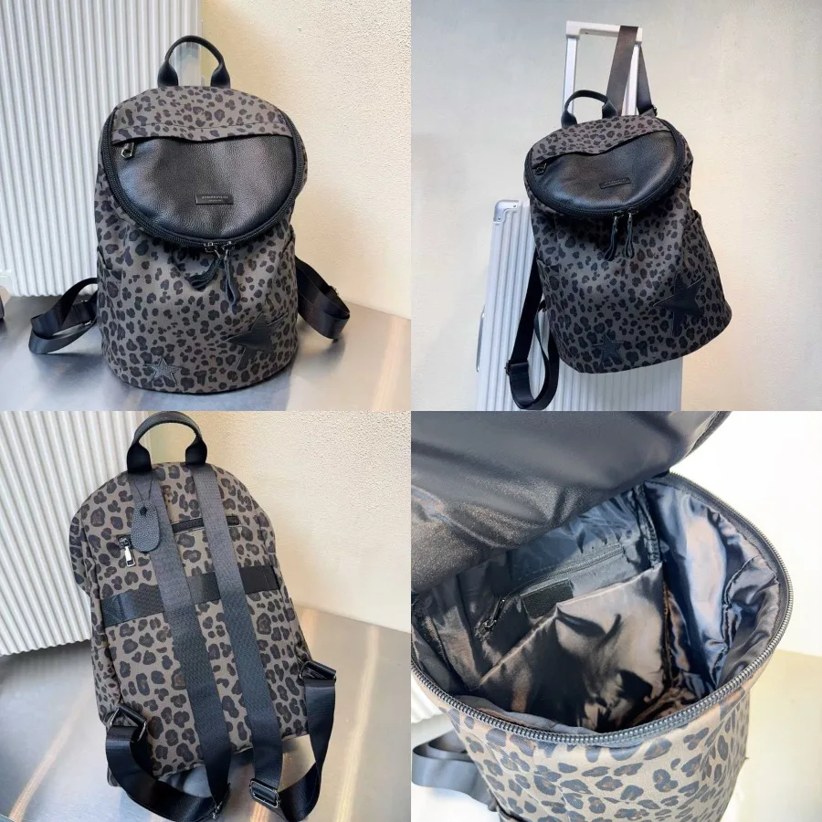 

【Новый стиль】Модный женский рюкзак, новый холщовый рюкзак с леопардовым принтом, стильный рюкзак-ведро на плечо, вместительный рюкзак большой вместимости.