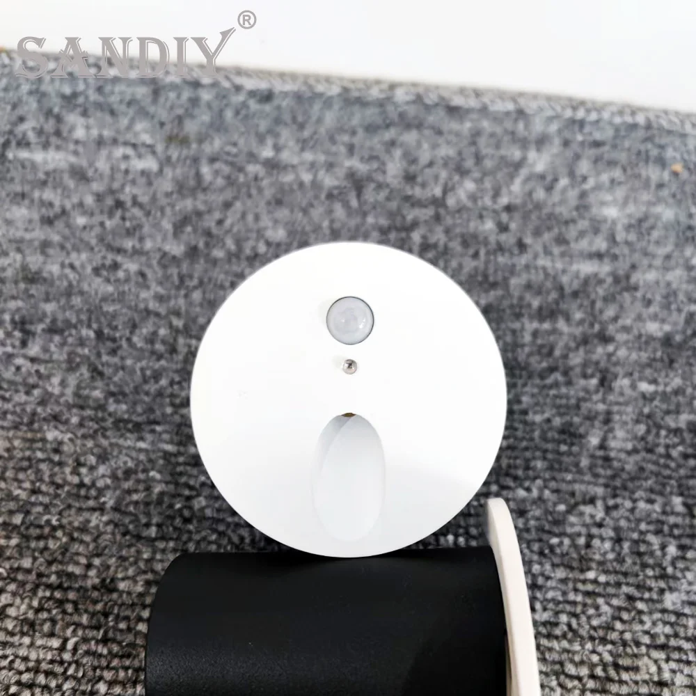 SANDIY-luz Led de paso con Sensor de movimiento, lámpara de pared pequeña con orificios de montaje empotrados de 55mm para casa, escalera, balcón, pasillo