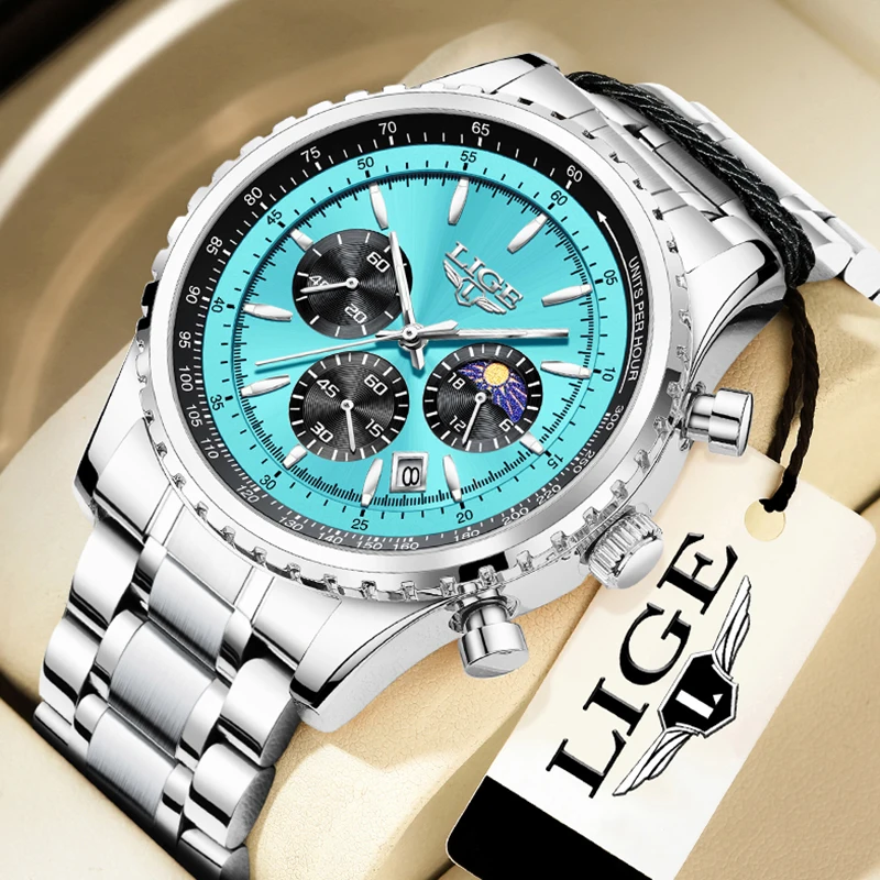 Relogio Masculino LUIK Nieuw herenhorloge met volledig stalen waterdicht lichtgevend quartz horloge voor heren Mode militaire datum chronograaf